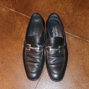 Salvatore Ferragamo Black Leather Men's Slip-Ons